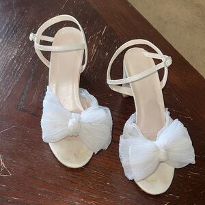 J. Crew White Bow Heels